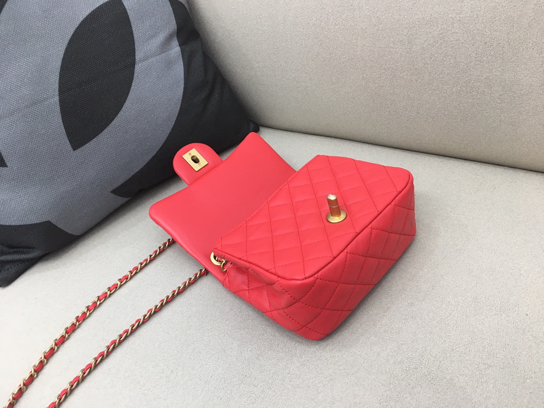 Mini Classic Flap Lambskin Bag AS1786 Ruby Red/Gold